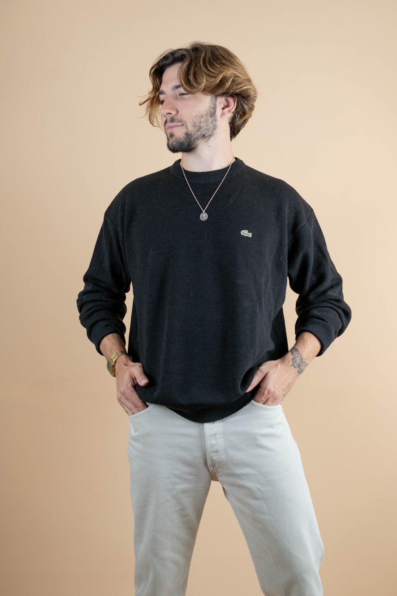 Crew Neck Lacoste ref: 1235 - NOIR - XL - amifrip - Friperie en ligne et vêtements vintage