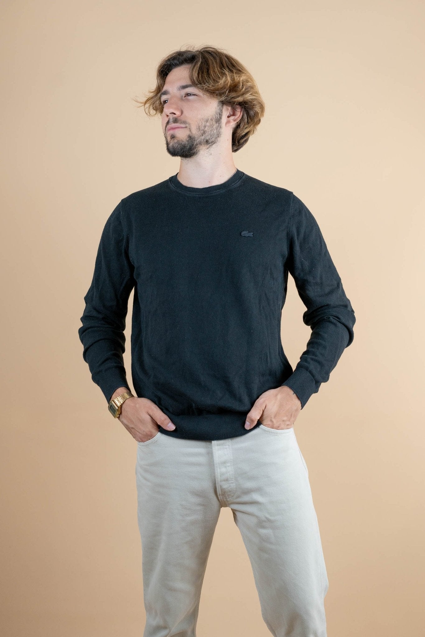 Crew Neck Lacoste ref: 1256 - NOIR - M - amifrip - Friperie en ligne et vêtements vintage
