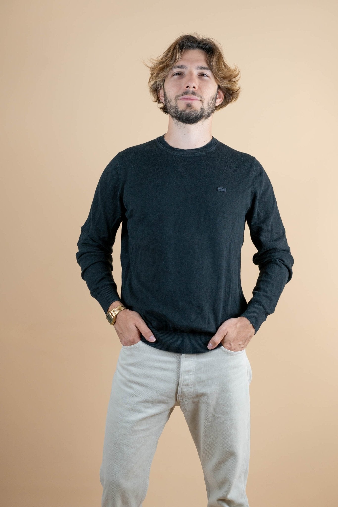 Crew Neck Lacoste ref: 1256 - NOIR - M - amifrip - Friperie en ligne et vêtements vintage