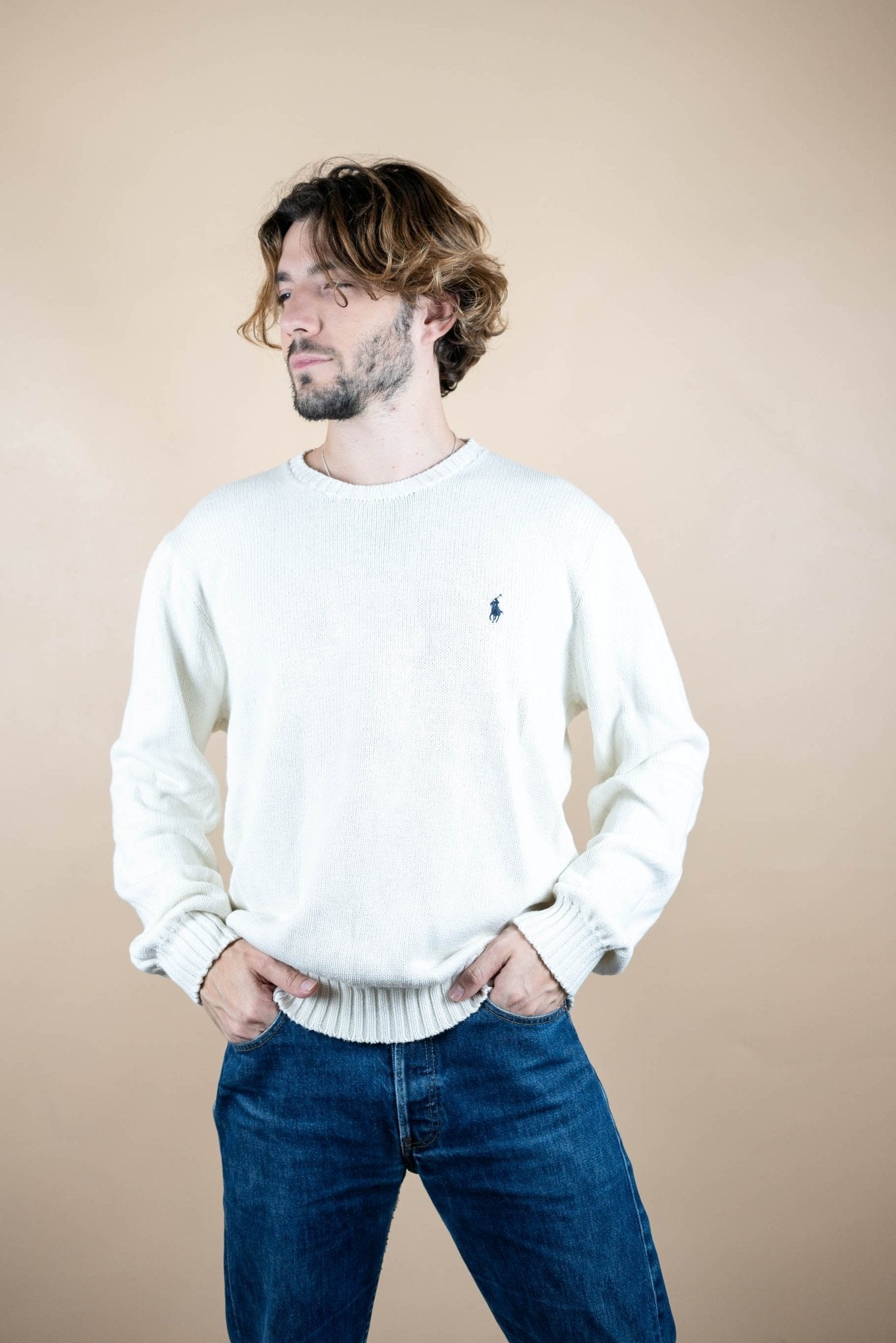 Crew Neck Ralph Lauren Blanc ref: 1531 - BLANC - XL - amifrip - Friperie en ligne et vêtements vintage