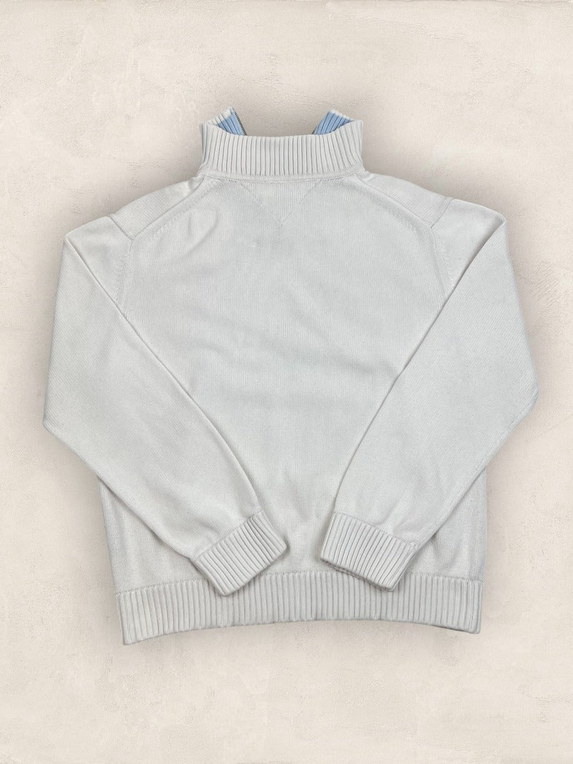 Pull 1/4 zip Tommy Hilfiger - Homme Xl - Blanc - Coton - Très bon état - Ts0224