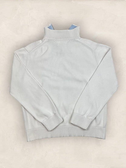 Pull 1/4 zip Tommy Hilfiger - Homme Xl - Blanc - Coton - Très bon état - Ts0224