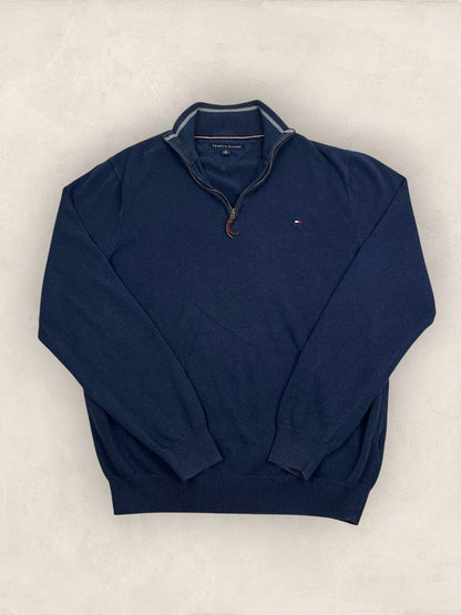 Pull 1/4 zip Tommy Hilfiger - Homme Xl - Marine - Coton - Très bon état - Ts0227