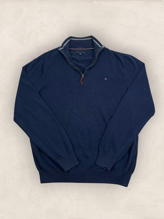 Pull 1/4 zip Tommy Hilfiger - Homme Xl - Marine - Coton - Très bon état - Ts0227