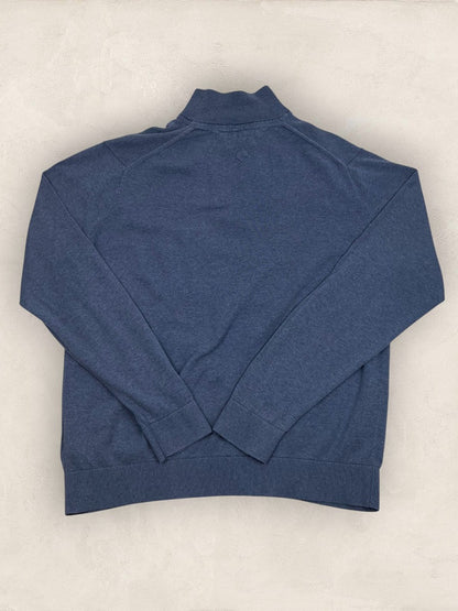 Pull 1/4 zip, Demi-zip Tommy Hilfiger - Homme Xxl - Bleu - Coton - Très bon état - Ts0231