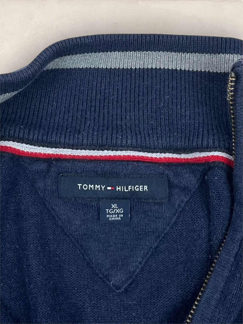 Pull 1/4 zip Tommy Hilfiger - Homme Xl - Bleu - Coton - Très bon état - Ts0220