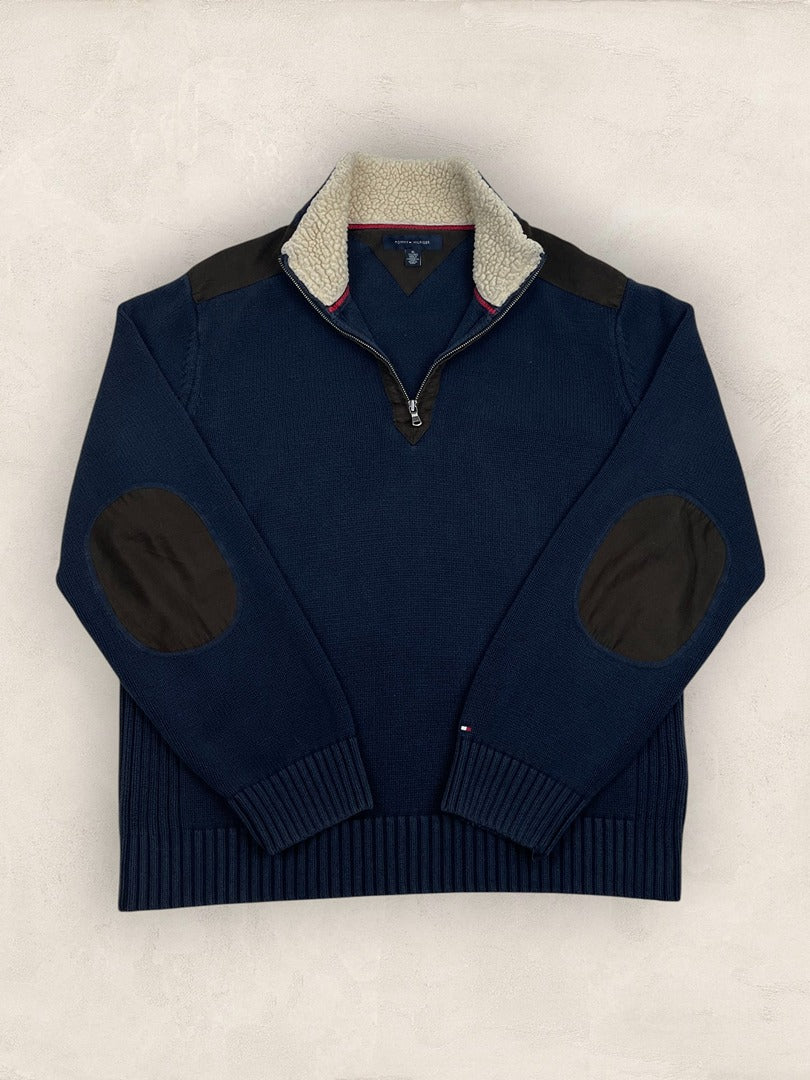 Pull 1/4 zip, Demi-zip Tommy Hilfiger - Homme Xl - Marine - Coton - Très bon état - Ts0225