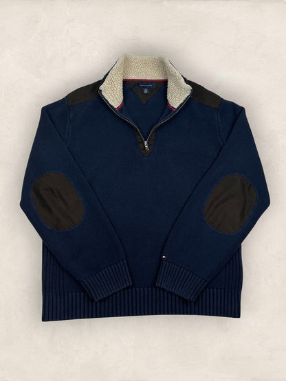 Pull 1/4 zip, Demi-zip Tommy Hilfiger - Homme Xl - Marine - Coton - Très bon état - Ts0225