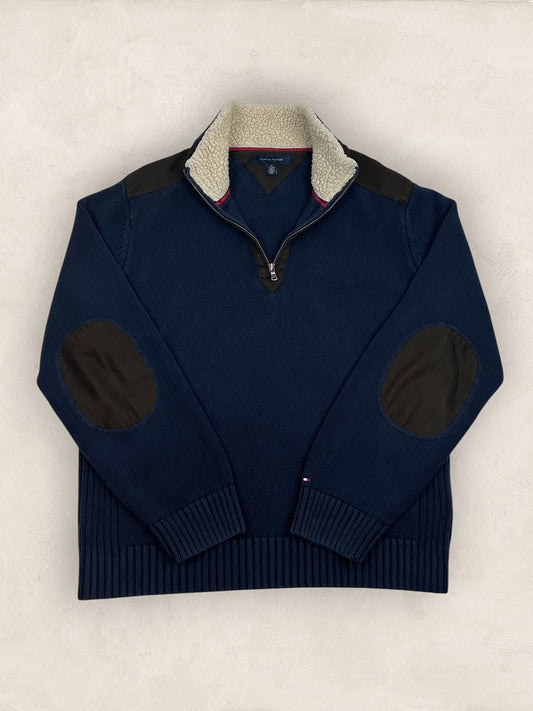 Pull 1/4 zip, Demi-zip Tommy Hilfiger - Homme Xl - Marine - Coton - Très bon état - Ts0225