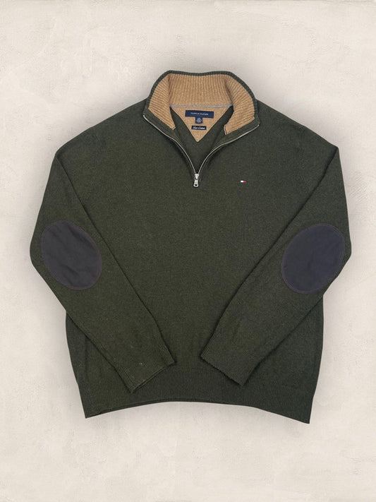 Pull Demi-zip Tommy Hilfiger - Homme L - Vert - Coton - Très bon état - Ts0214