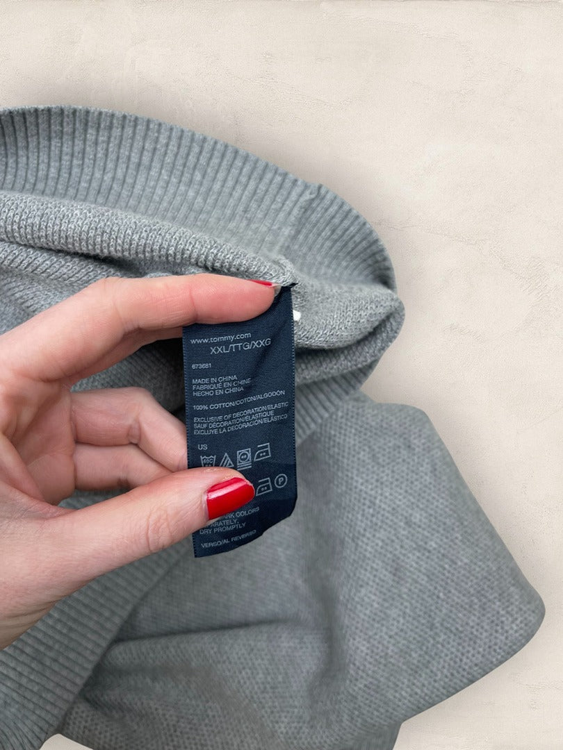 Pull 1/4 zip, Demi-zip Tommy Hilfiger - Homme Xxl - Gris - - Coton - Bon état - Ts0232