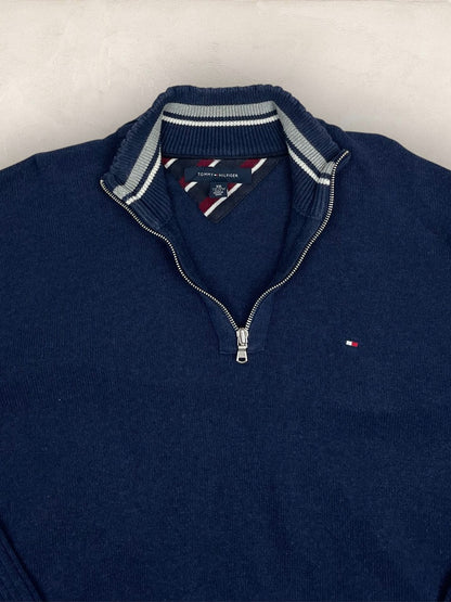 Pull Demi-zip Tommy Hilfiger - Homme Xxl - Marine - Coton - Ts0230