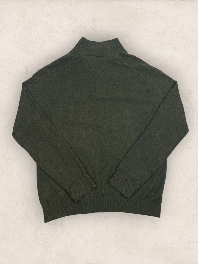 Pull Demi-zip Tommy Hilfiger - Homme L - Vert - Coton - Très bon état - Ts0214