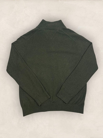 Pull Demi-zip Tommy Hilfiger - Homme L - Vert - Coton - Très bon état - Ts0214