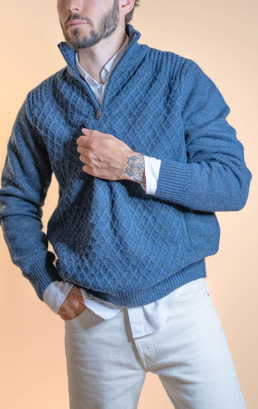 Half - zip Homme Bleu 566 - BLEU - M - amifrip - Friperie en ligne et vêtements vintage