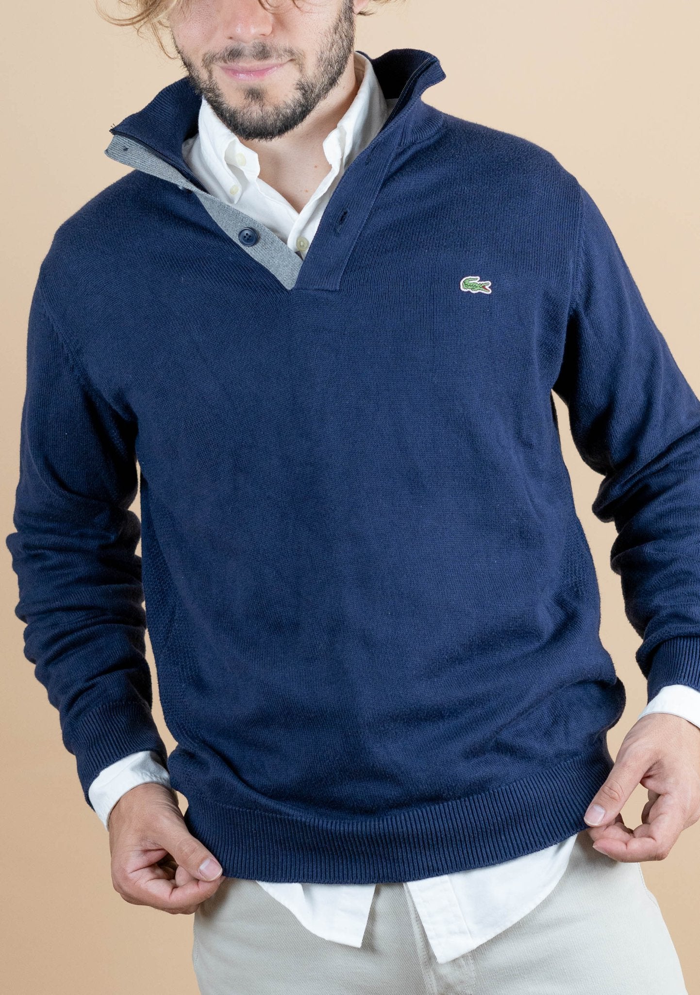 Half Zip Lacoste ref: 1255 - BLEU MARINE - M - amifrip - Friperie en ligne et vêtements vintage