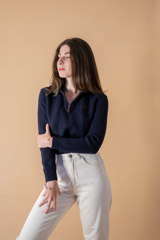 Half - zip Ralph Lauren Femme 570 - BLEU - S - amifrip - Friperie en ligne et vêtements vintage