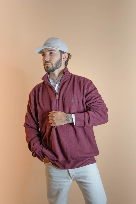 Half - Zip Ralph Lauren Homme 330 - BORDEAUX - 2XL - amifrip - Friperie en ligne et vêtements vintage