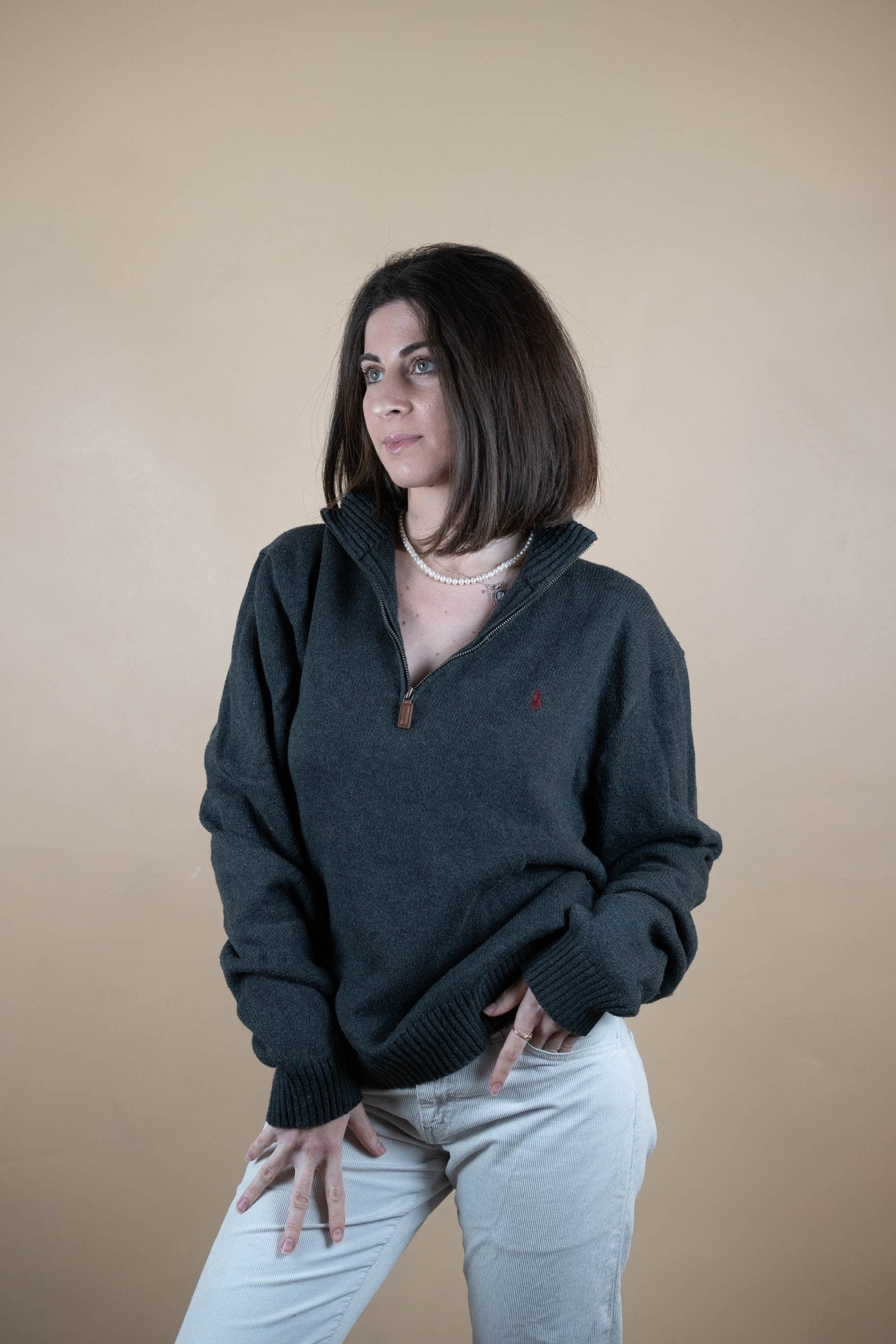 Half Zip Ralph Lauren ref: 1532 - GRIS - XL - amifrip - Friperie en ligne et vêtements vintage