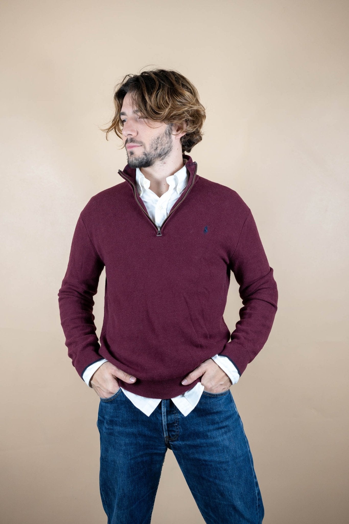 Half Zip Ralph Lauren ref: 1544 - BORDEAUX - M - amifrip - Friperie en ligne et vêtements vintage