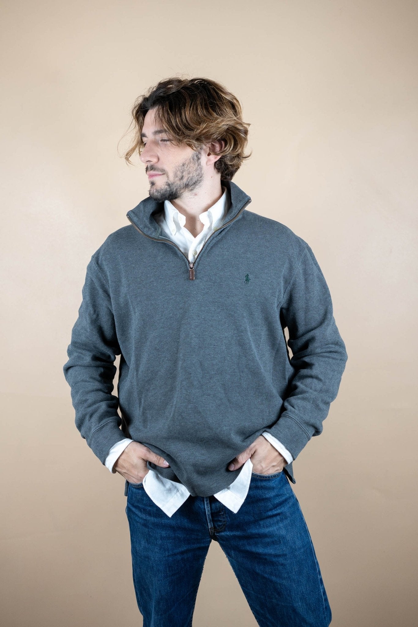 Half Zip Ralph Lauren ref: 1546 - GRIS - L - amifrip - Friperie en ligne et vêtements vintage