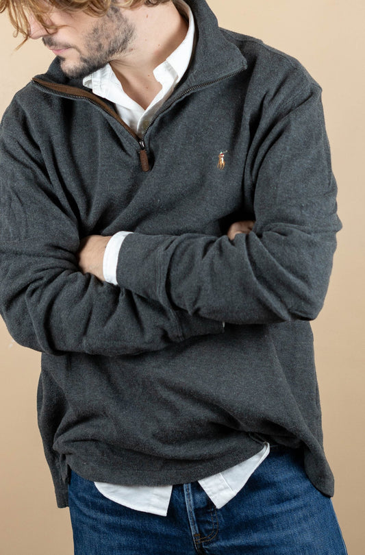 Half Zip Ralph Lauren ref: 1548 - GRIS - XL - amifrip - Friperie en ligne et vêtements vintage