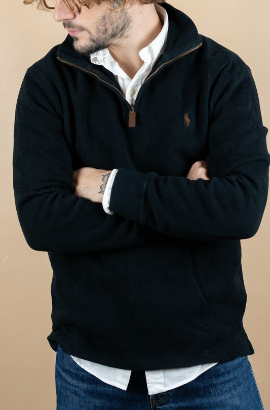 Half Zip Ralph Lauren ref: 1555 - NOIR - S - amifrip - Friperie en ligne et vêtements vintage