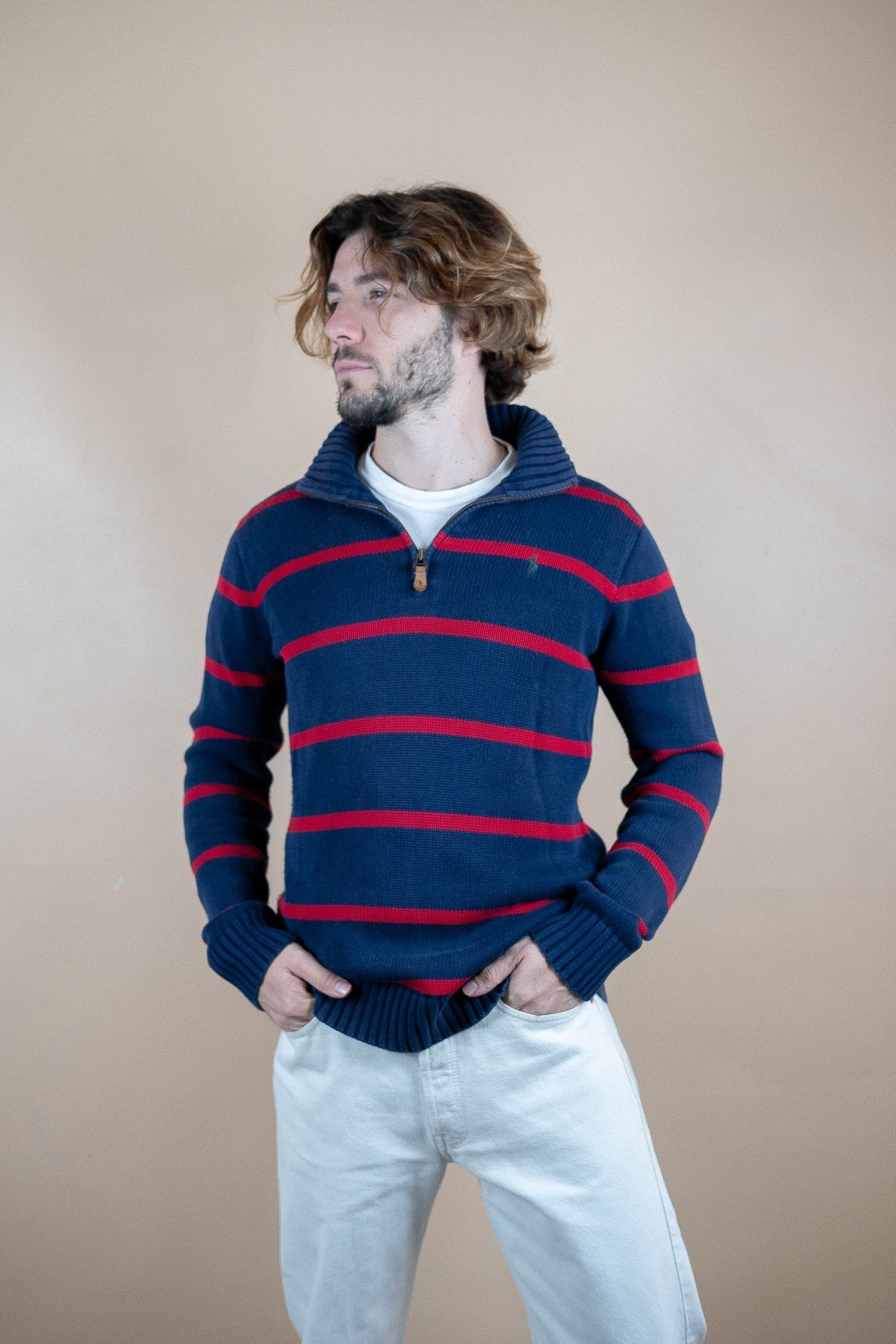 Half Zip Ralph Lauren ref: 1569 - BLEU MARINE - XL - amifrip - Friperie en ligne et vêtements vintage