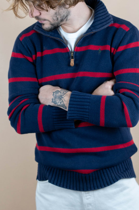 Half Zip Ralph Lauren ref: 1569 - BLEU MARINE - XL - amifrip - Friperie en ligne et vêtements vintage
