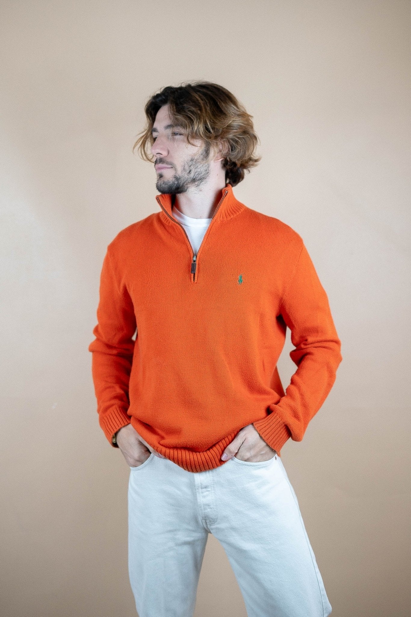 Half Zip Ralph Lauren ref: 1574 - ORANGE - M - amifrip - Friperie en ligne et vêtements vintage