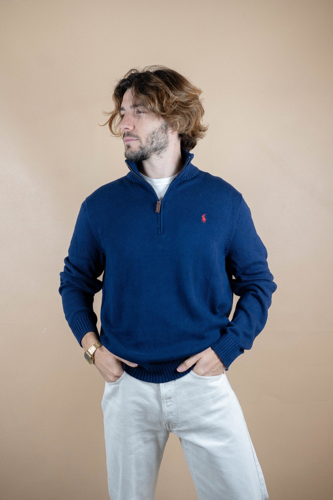 Half Zip Ralph Lauren ref: 1575 - BLEU MARINE - XL - amifrip - Friperie en ligne et vêtements vintage