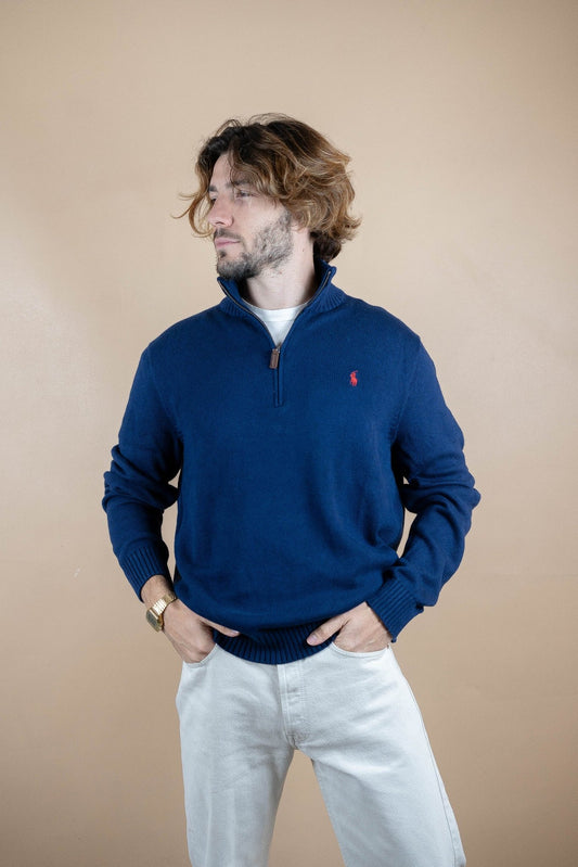 Half Zip Ralph Lauren ref: 1575 - BLEU MARINE - XL - amifrip - Friperie en ligne et vêtements vintage