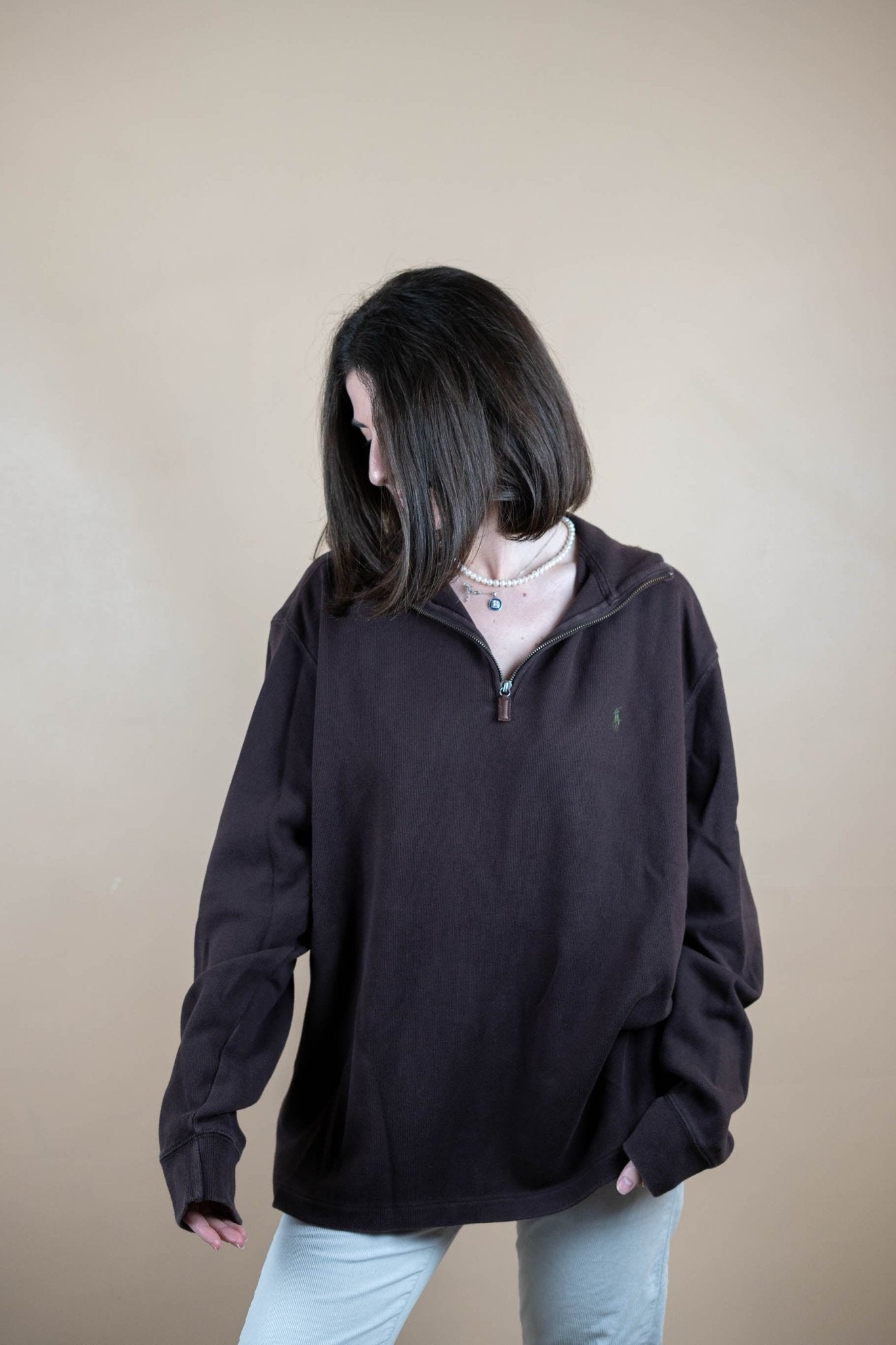Half Zip Ralph Lauren ref: 1592 - MARRON - L - amifrip - Friperie en ligne et vêtements vintage