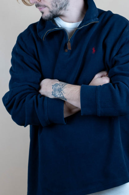 Half Zip Ralph Lauren ref: 1593 - BLEU MARINE - 2XL - amifrip - Friperie en ligne et vêtements vintage
