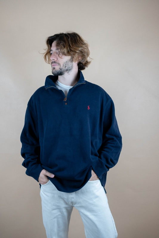 Half Zip Ralph Lauren ref: 1593 - BLEU MARINE - 2XL - amifrip - Friperie en ligne et vêtements vintage