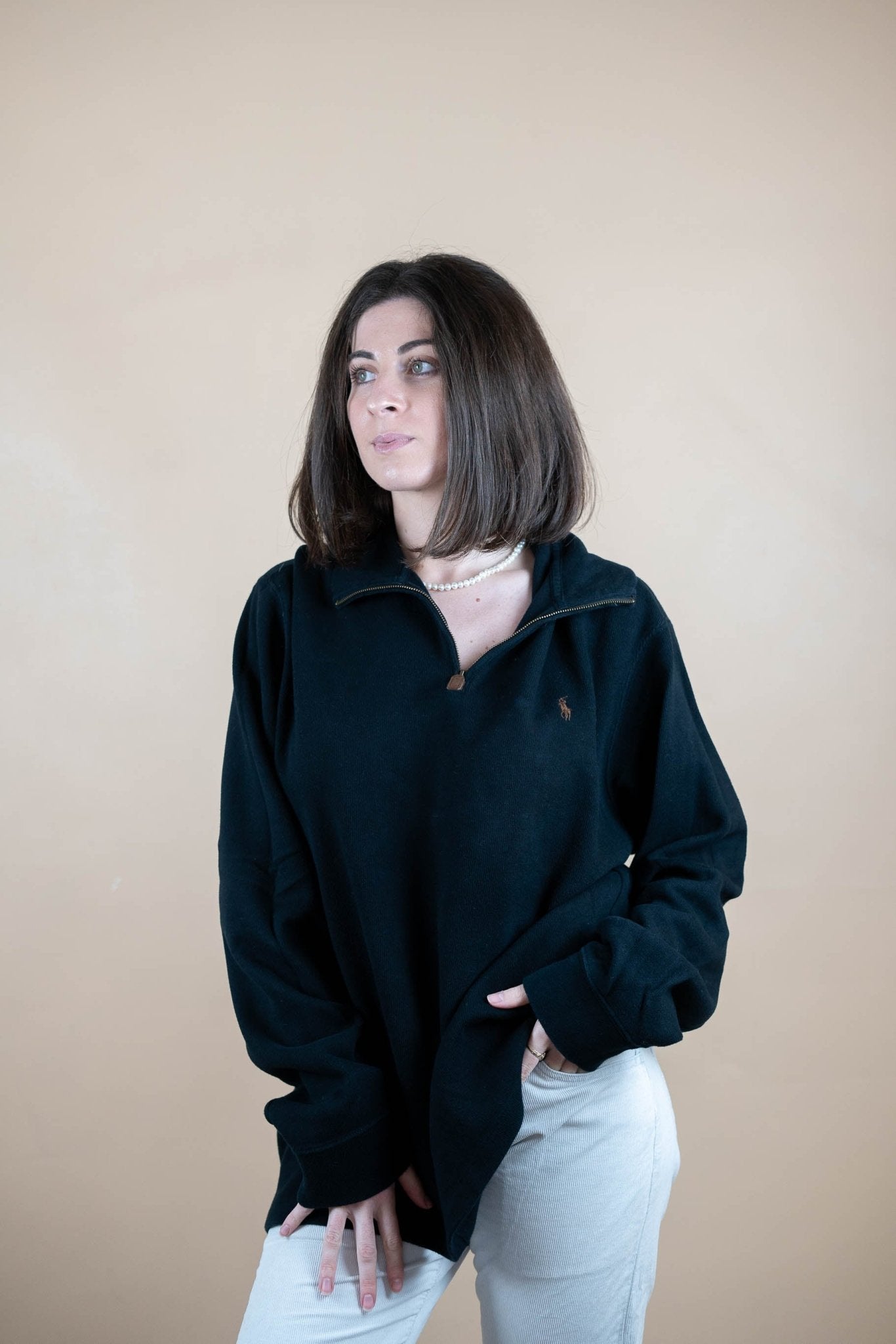 Half Zip Ralph Lauren ref: 1598 - BLEU MARINE - XL - amifrip - Friperie en ligne et vêtements vintage