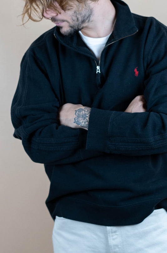 Half Zip Ralph Lauren ref: 1603 - NOIR - L - amifrip - Friperie en ligne et vêtements vintage
