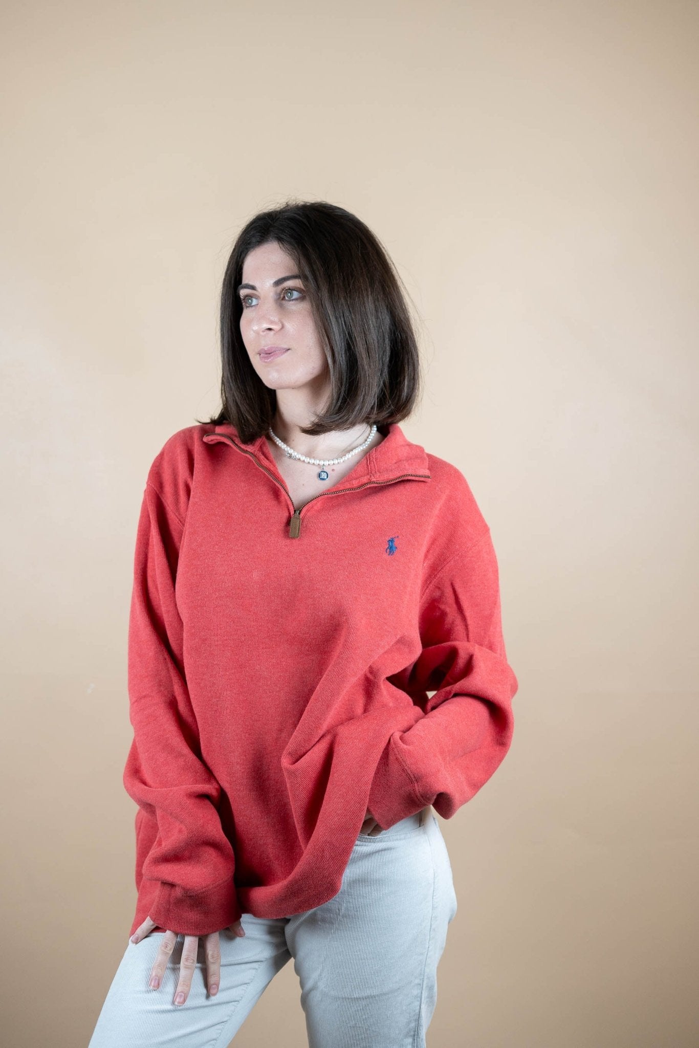 Half Zip Ralph Lauren ref: 1609 - CORAIL - L - amifrip - Friperie en ligne et vêtements vintage
