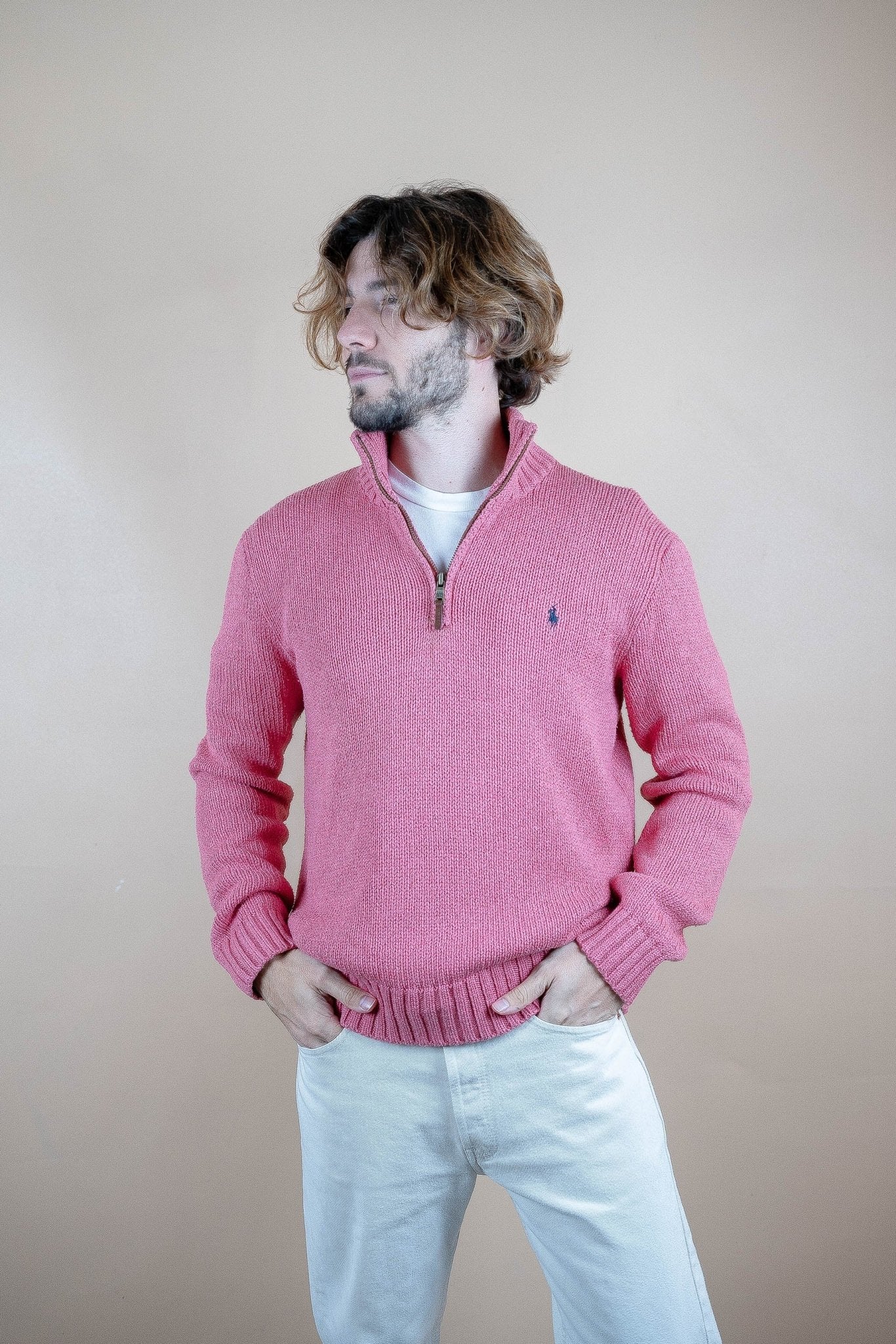 Half Zip Ralph Lauren ref: 1734 - CORAIL - M - amifrip - Friperie en ligne et vêtements vintage