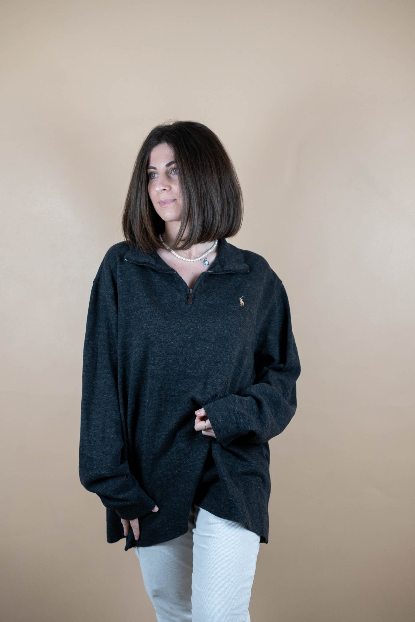 Half Zip Ralph Lauren ref: 1747 - GRIS - XL - amifrip - Friperie en ligne et vêtements vintage