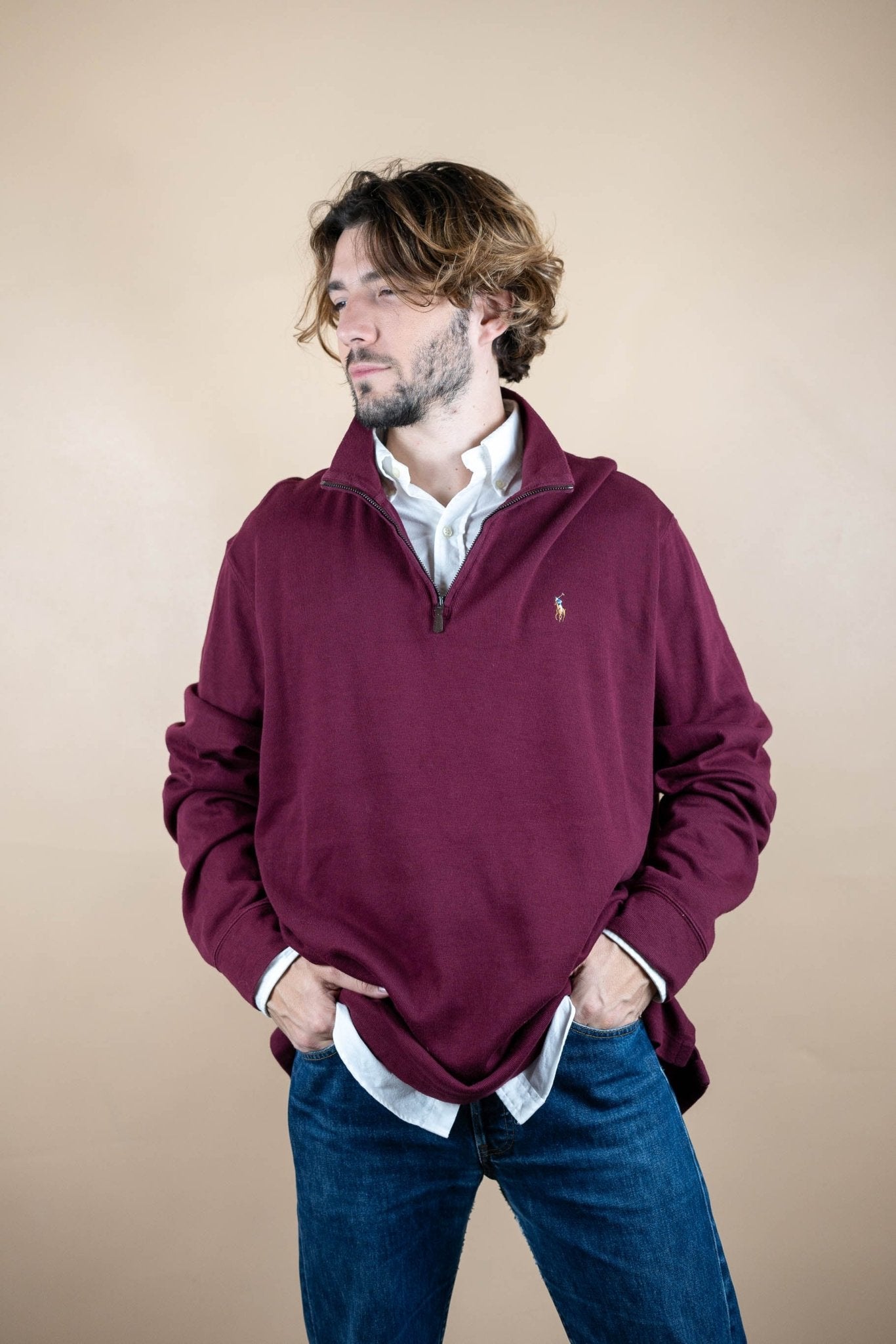 Half Zip Ralph Lauren ref: 1749 - BORDEAUX - 2XL - amifrip - Friperie en ligne et vêtements vintage