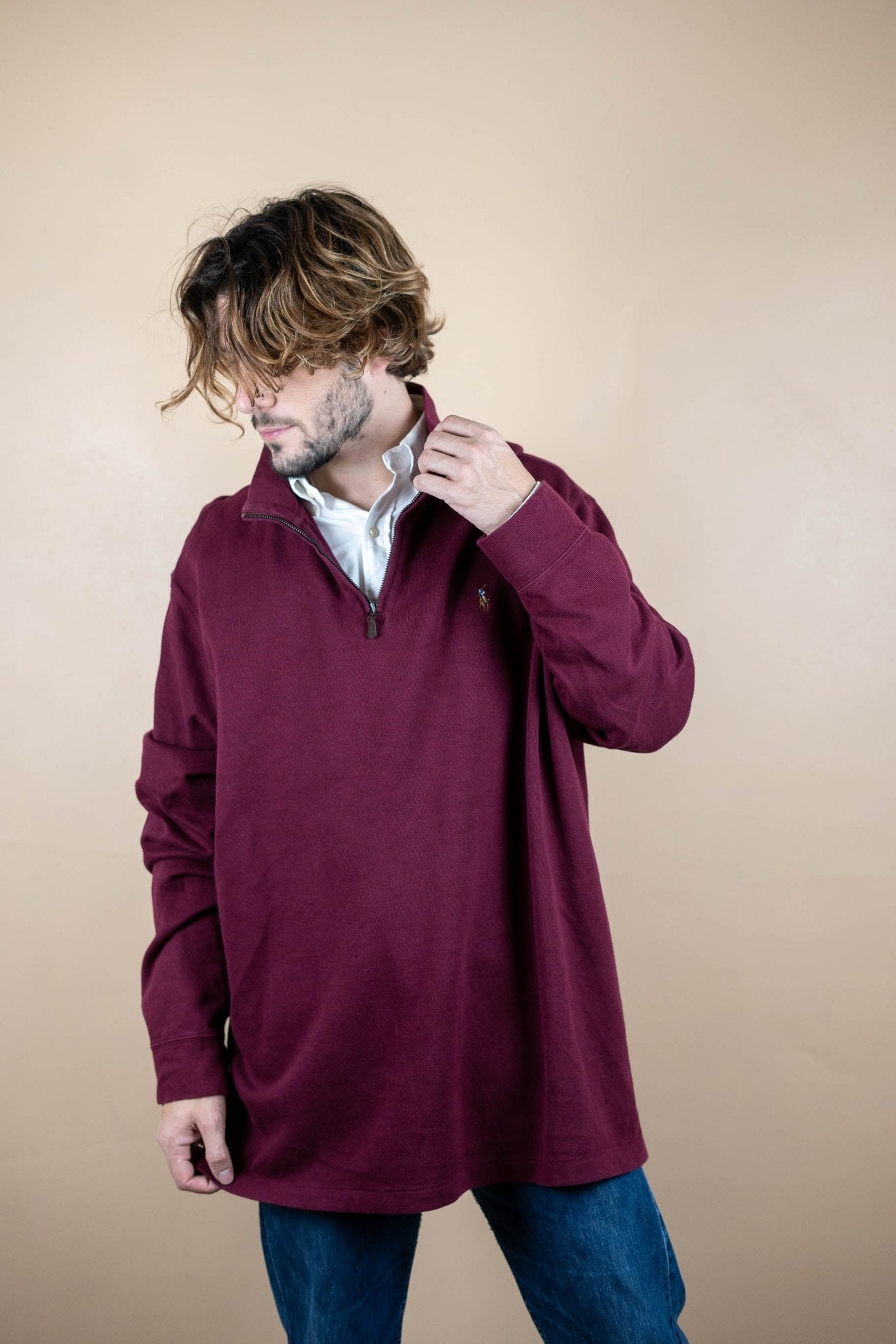 Half Zip Ralph Lauren ref: 1749 - BORDEAUX - 2XL - amifrip - Friperie en ligne et vêtements vintage
