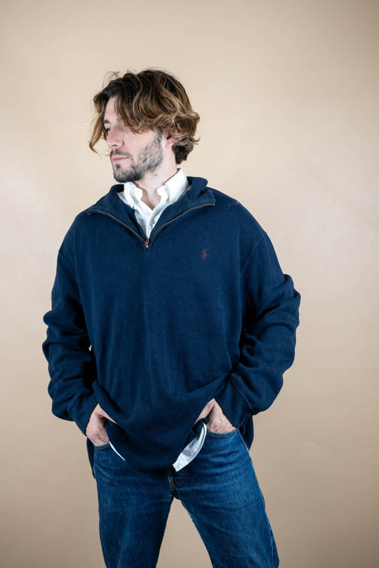 Half Zip Ralph Lauren ref: 1751 - BLEU MARINE - 2XL - amifrip - Friperie en ligne et vêtements vintage