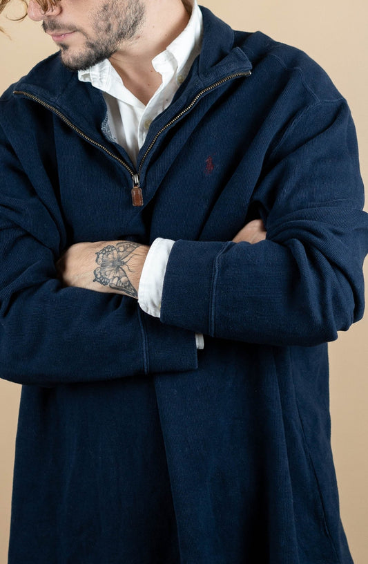 Half Zip Ralph Lauren ref: 1751 - BLEU MARINE - 2XL - amifrip - Friperie en ligne et vêtements vintage