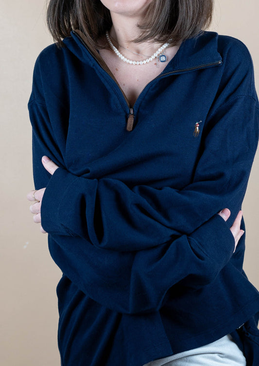 Half Zip Ralph Lauren ref: 1754 - BLEU MARINE - 2XL - amifrip - Friperie en ligne et vêtements vintage