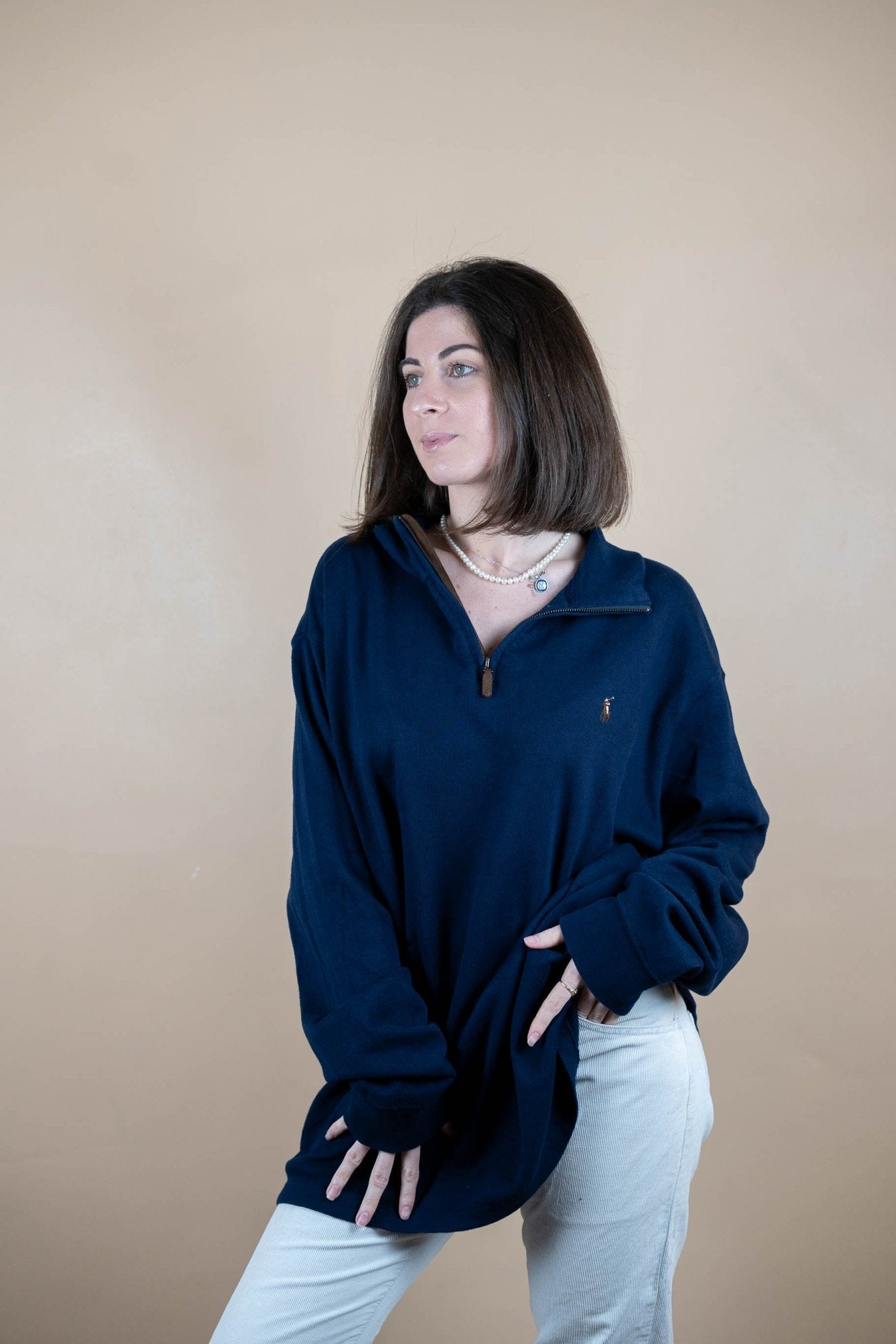 Half Zip Ralph Lauren ref: 1754 - BLEU MARINE - 2XL - amifrip - Friperie en ligne et vêtements vintage