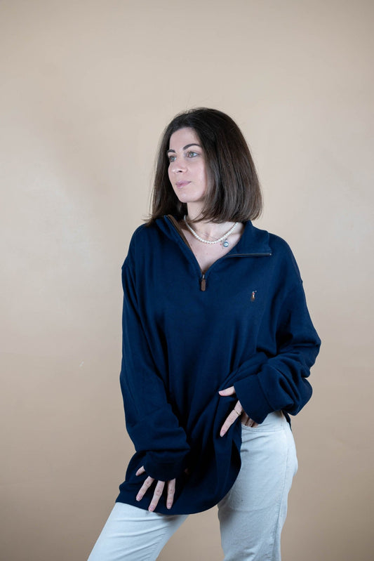 Half Zip Ralph Lauren ref: 1754 - BLEU MARINE - 2XL - amifrip - Friperie en ligne et vêtements vintage