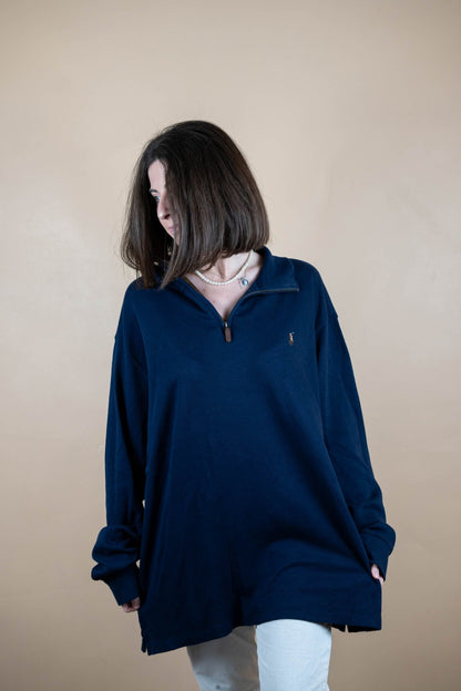 Half Zip Ralph Lauren ref: 1754 - BLEU MARINE - 2XL - amifrip - Friperie en ligne et vêtements vintage