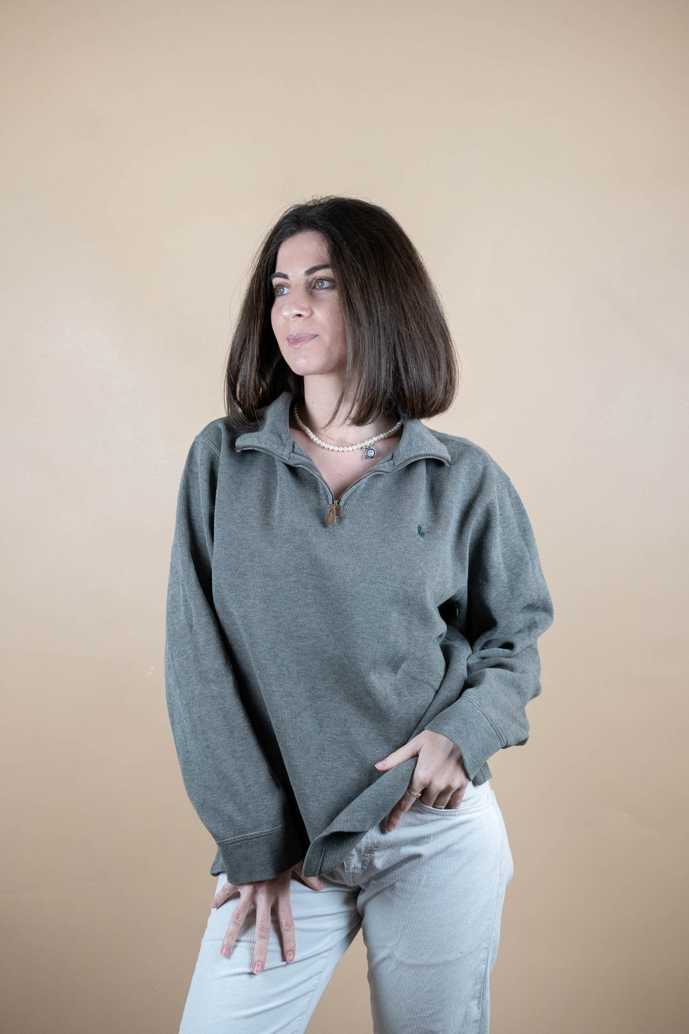 Half Zip Ralph Lauren ref: 1755 - GRIS - L - amifrip - Friperie en ligne et vêtements vintage