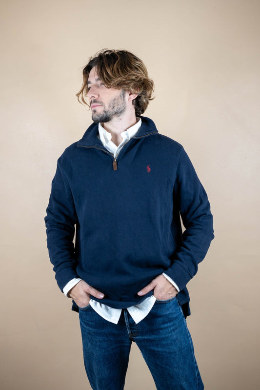 Half Zip Ralph Lauren ref: 1765 - BLEU MARINE - L - amifrip - Friperie en ligne et vêtements vintage